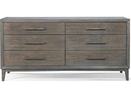 Odyssey 6-Drawer Gray Ash Wood Double Dresser with Soft Close Drawers