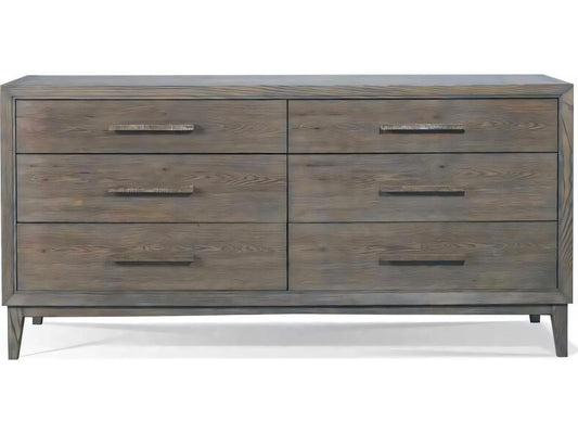 Odyssey 6-Drawer Gray Ash Wood Double Dresser with Soft Close Drawers