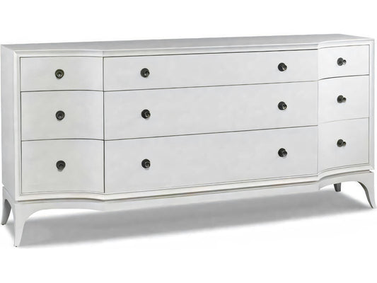 Terra Modern 9-Drawer Dresser in Modern Walnut with Polished Nickel Hardware