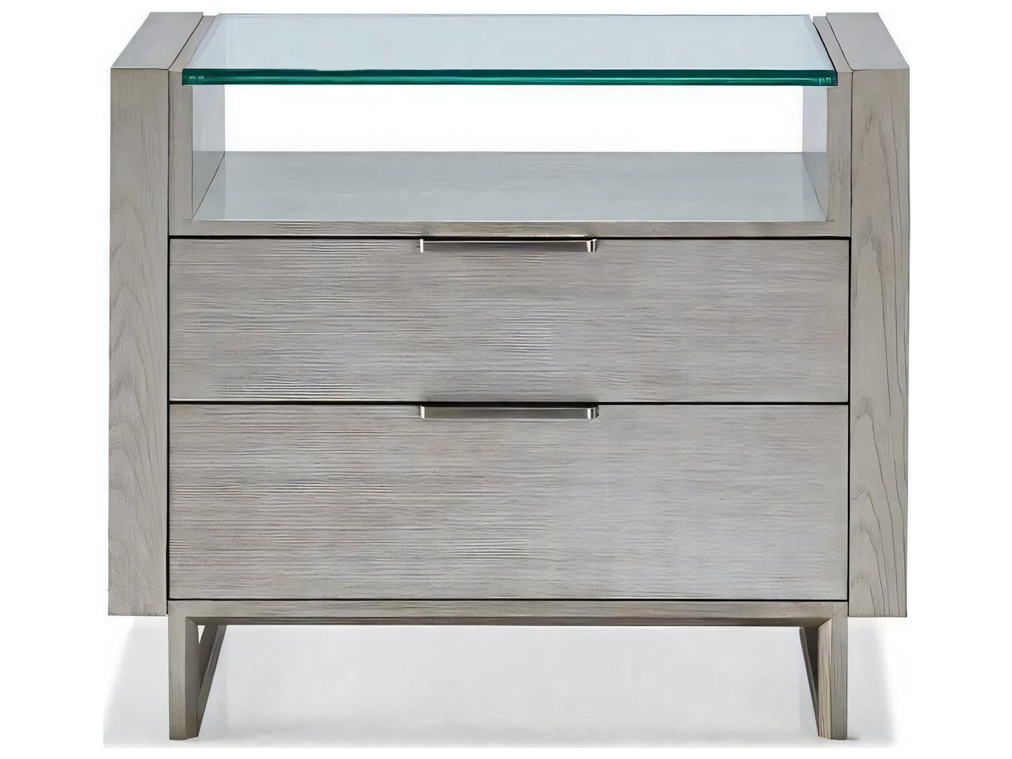Modern Retreat 2-Drawer Nightstand in Gray Ash Wood with Silver Fox Finish