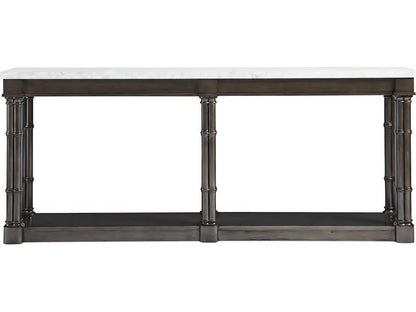 Reimagine Rectangular Console Table with Volakas Stone Top and Black Nickel Finish