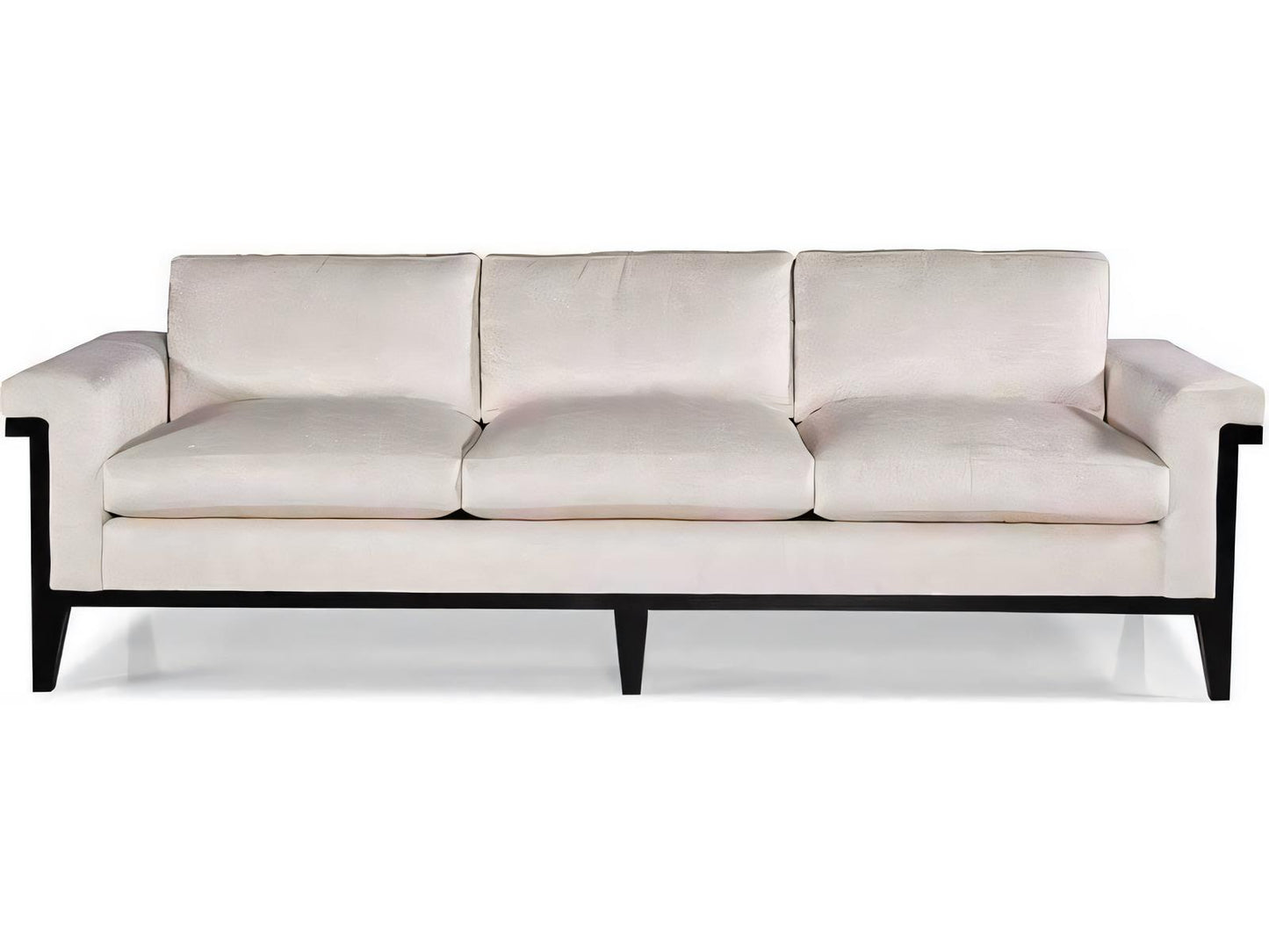 Eva 3-Seat Upholstered Sofa with Black Tie Lacquer Finish