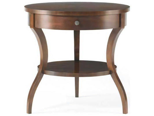 Skyloft Round Wood End Table in Walnut Finish