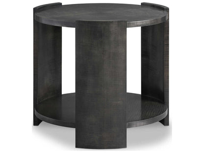 Belvedere Round Wood End Table with Shelf