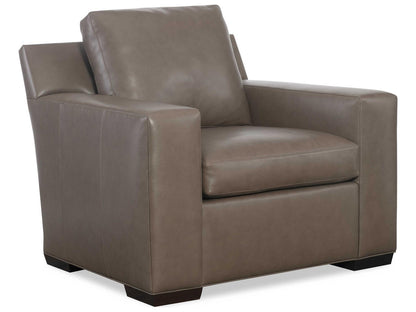 Octavius Upholstered Leather Accent Chair in Fergus Truffle