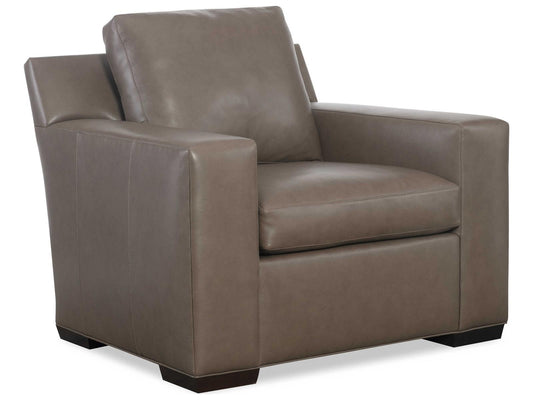 Octavius Upholstered Leather Accent Chair in Fergus Truffle