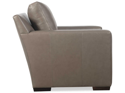 Octavius Upholstered Leather Accent Chair in Fergus Truffle