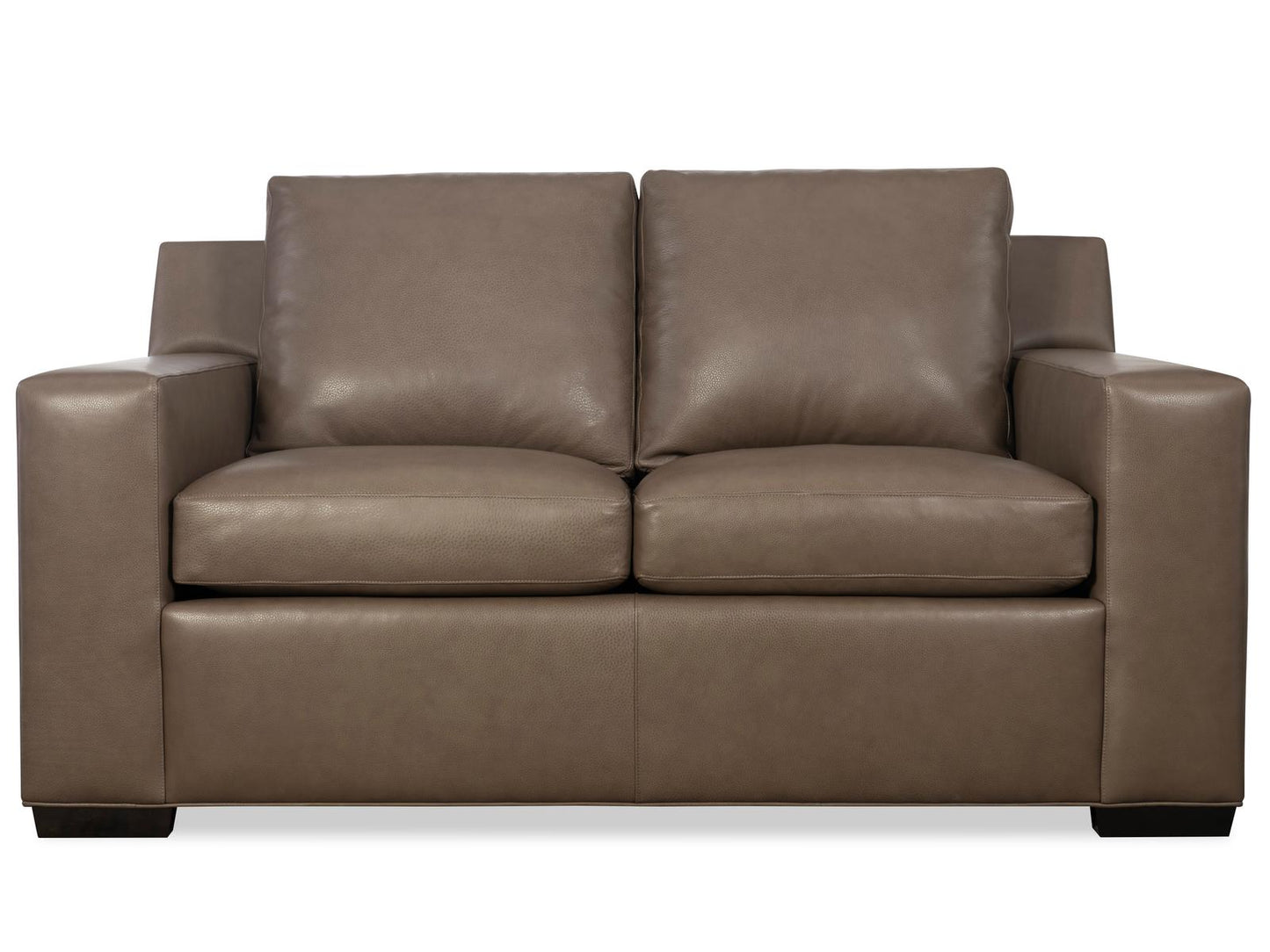 Octavius Fergus Truffle Leather Loveseat with Track Arms