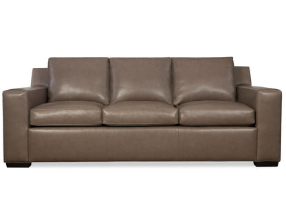 Octavius 3-Seat Top Grain Leather Sofa in Fergus Truffle