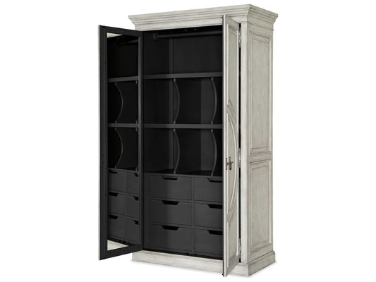 Boheme Bilzen Wardrobe in Whitewash with Merion Blue Interior
