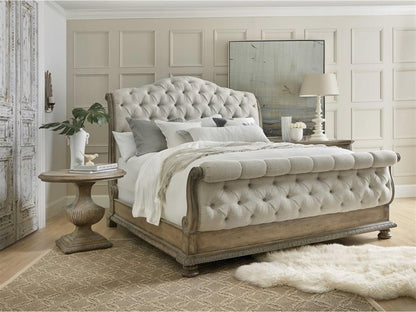Castella California King Sleigh Bed with Upholstered Tufted Headboard in Antique Slate