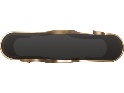 Melange Even and Flow Console Table with Smoked Glass Top in Black and Gold