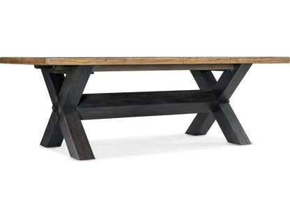 Big Sky Trestle Extendable Rectangle Dining Table Vintage Natural and Charred Timber