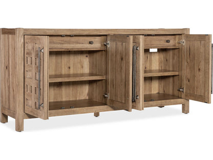 Vineyard Row 80-Inch Oak Wood Sonoma Sideboard with Travertine Top