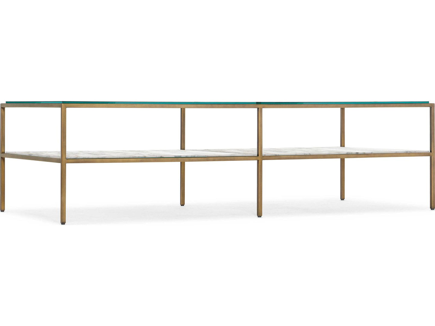 Cashel Rectangular Marble Coffee Table with Gold Stainless Steel Frame