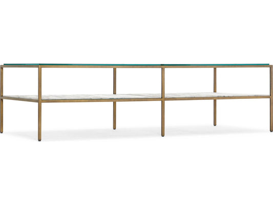 Cashel Rectangular Marble Coffee Table with Gold Stainless Steel Frame