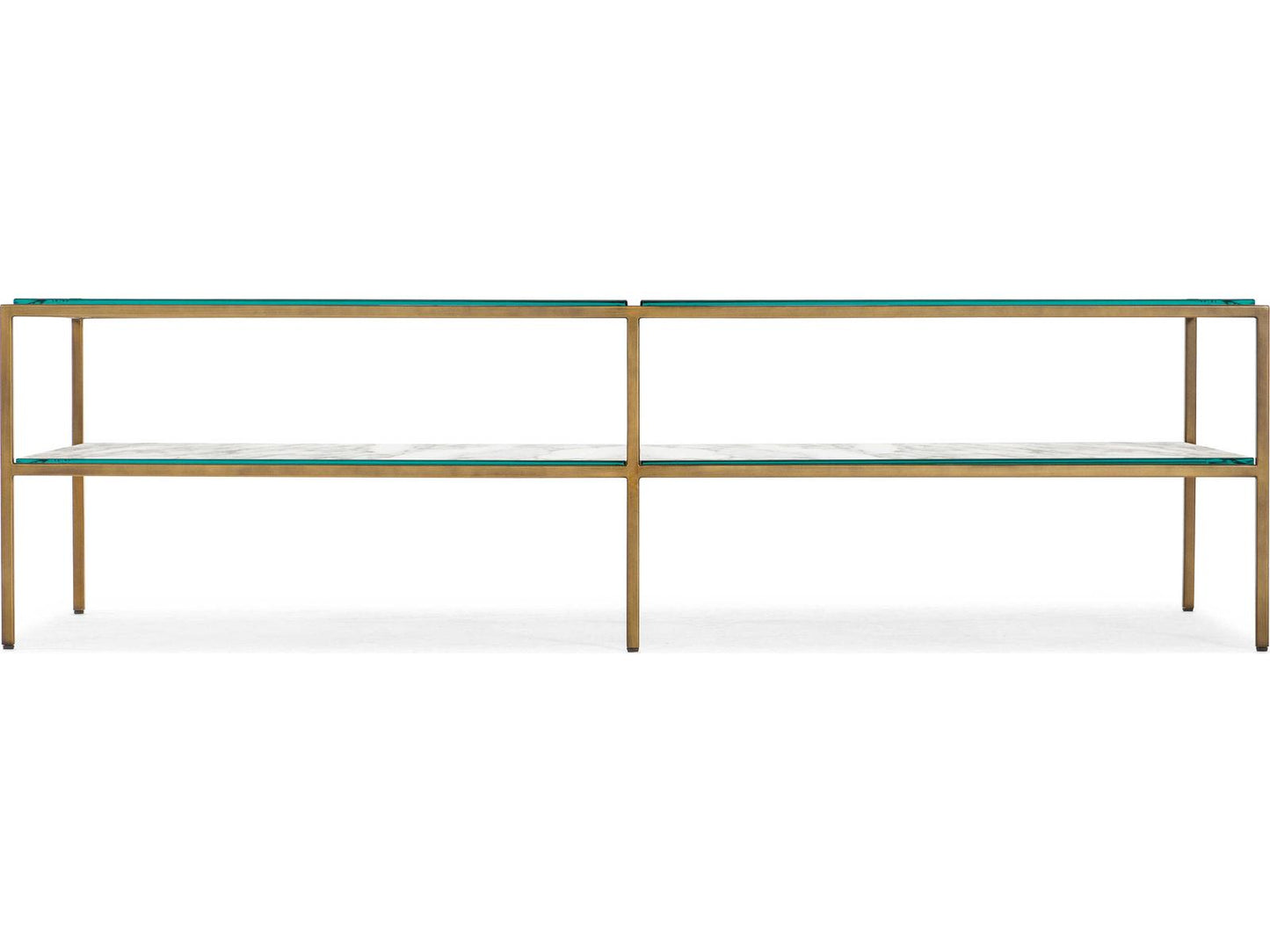 Cashel Rectangular Marble Coffee Table with Gold Stainless Steel Frame