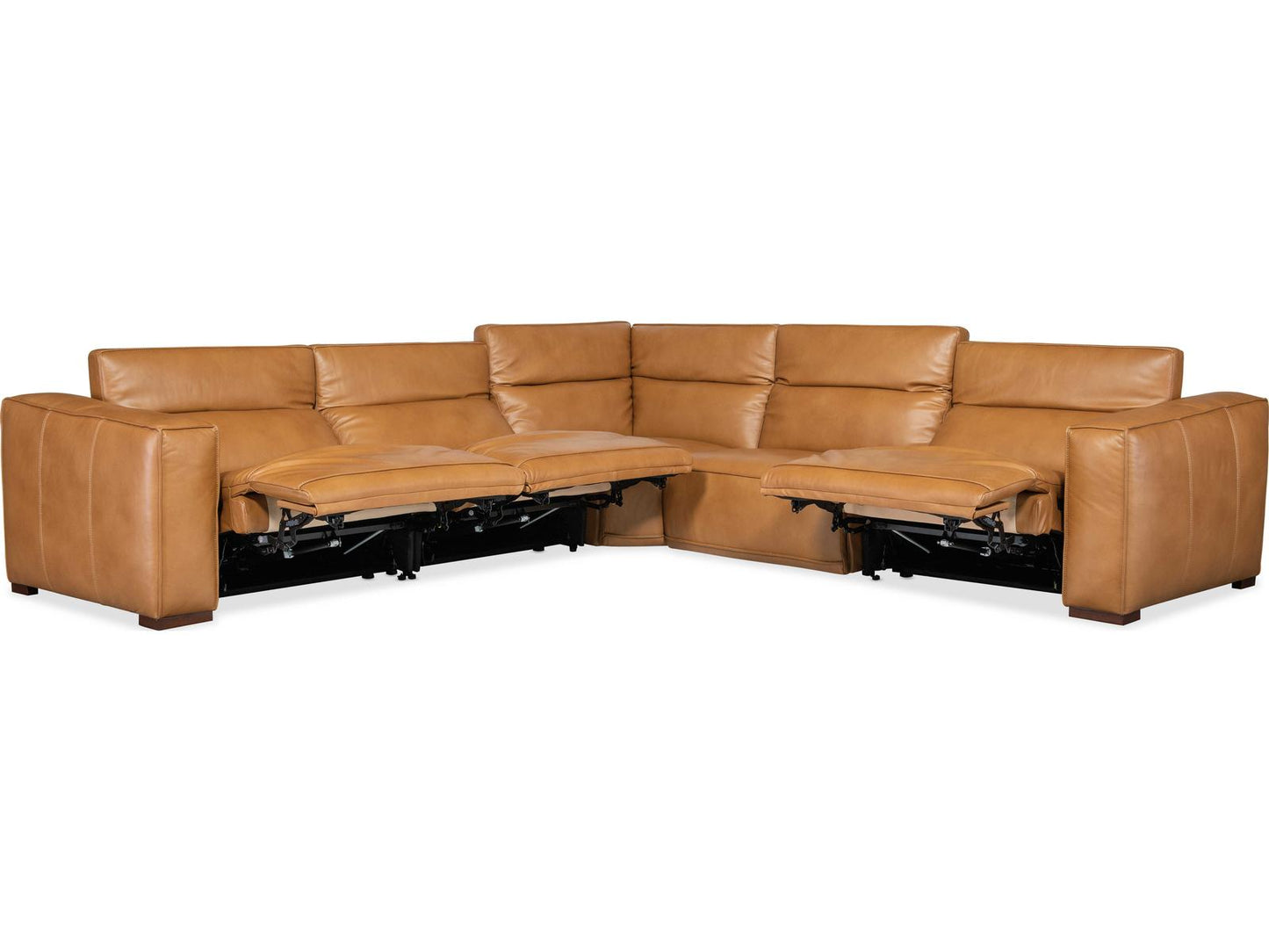 Fresco 5-Piece Power Reclining Leather Sectional in Brown
