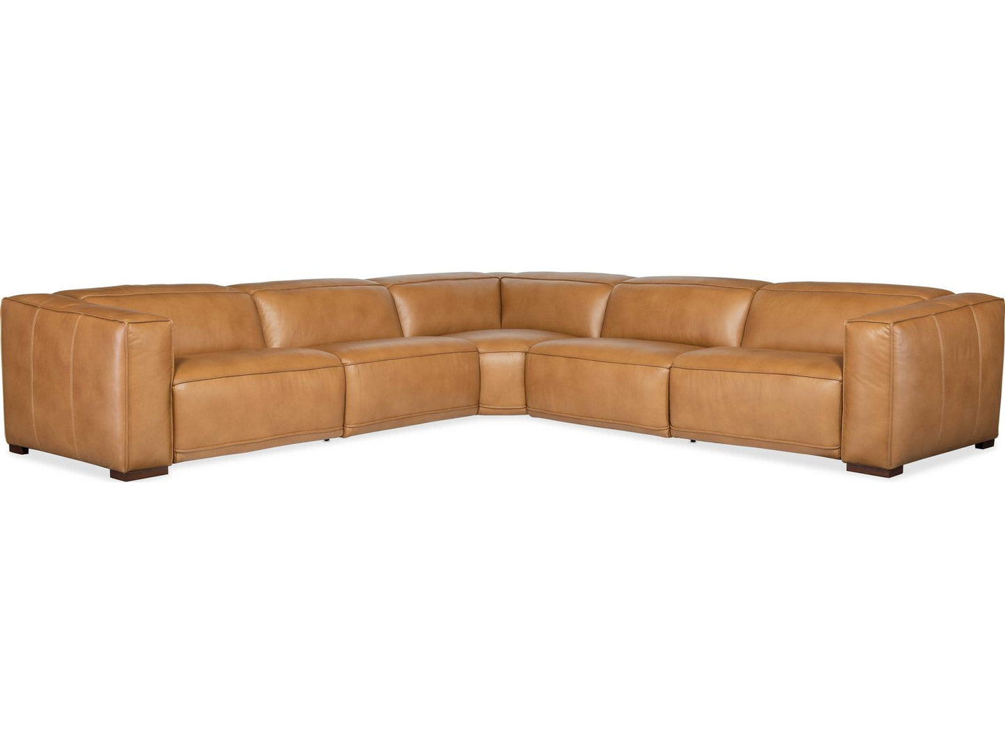 Fresco 5-Piece Power Reclining Leather Sectional in Zen Caramel