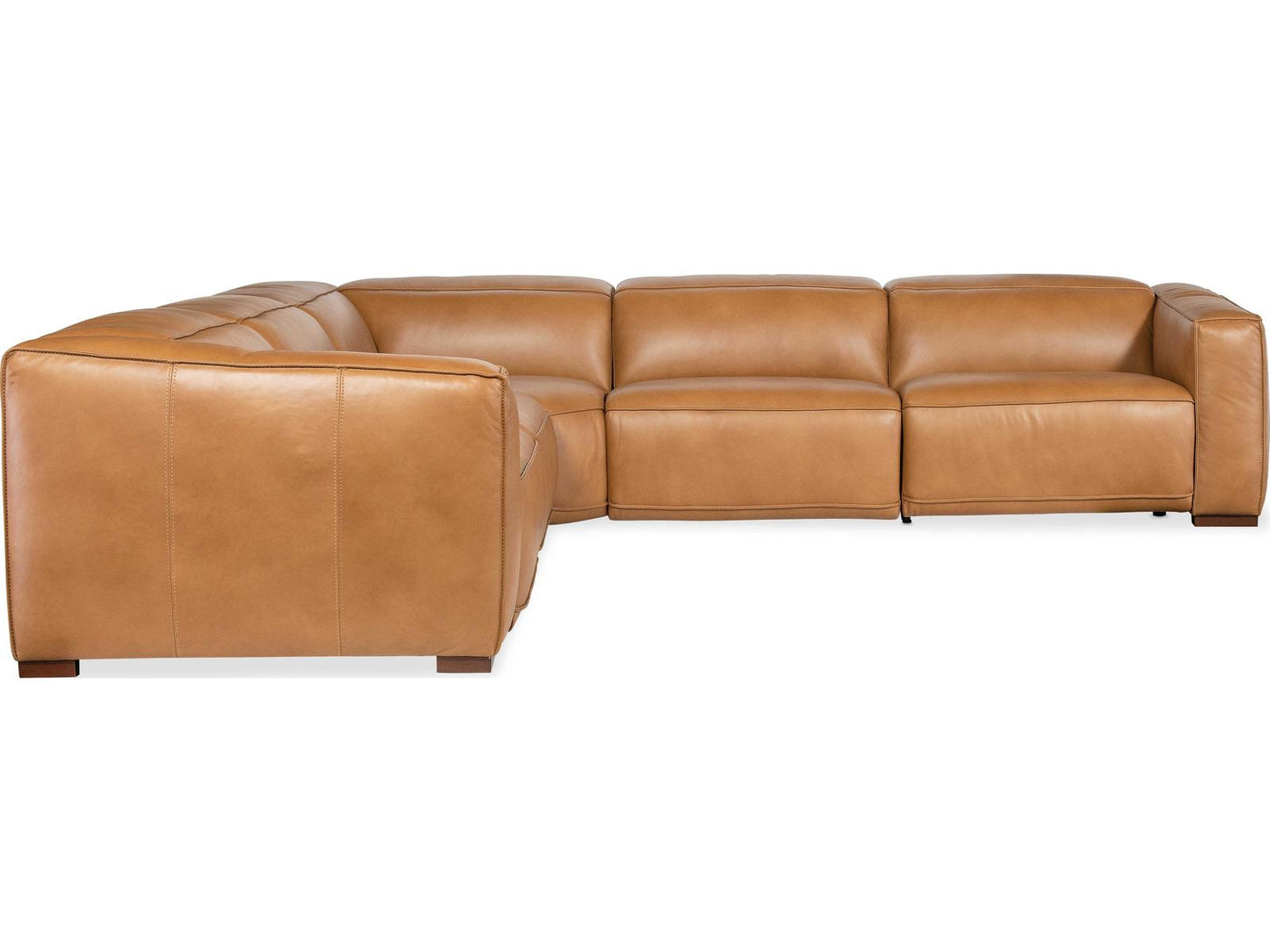 Fresco 5-Piece Power Reclining Leather Sectional in Zen Caramel