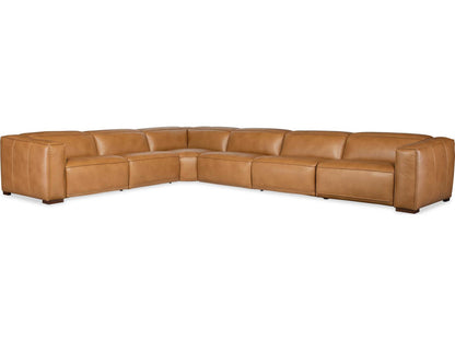 Fresco 6-Seat 4-Power Reclining Semi-Aniline Leather Sectional in Brown