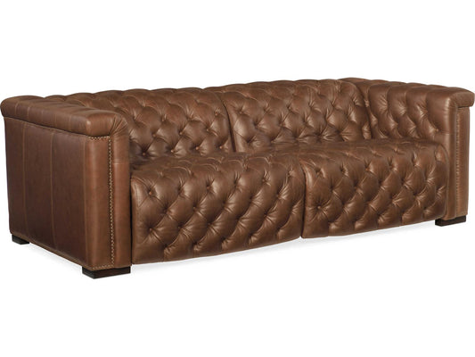 Heritage Dark Wood Brown Leather Sofa