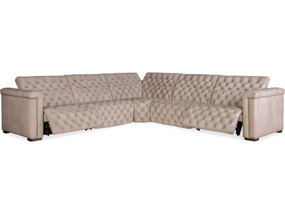 Savion Grandier 5-Piece Power Headrest Tufted Leather Sectional Sofa