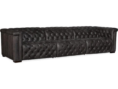 Savion Grandier 3-Seat Power Reclining Sofa with Power Headrest in Bellagio Gravel Leather