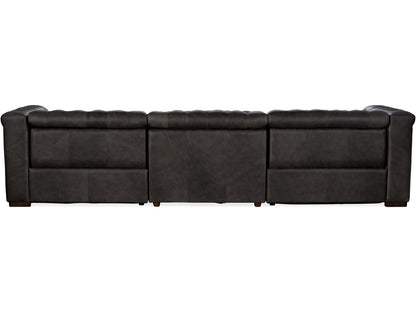 Savion Grandier 3-Seat Power Reclining Sofa with Power Headrest in Bellagio Gravel Leather