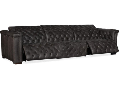 Savion Grandier 3-Seat Power Reclining Sofa with Power Headrest in Bellagio Gravel Leather