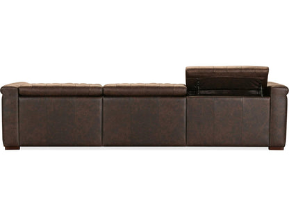 Savion Deux 3-Seat Power Reclining Sofa in West Saddlewood Top Grain Leather
