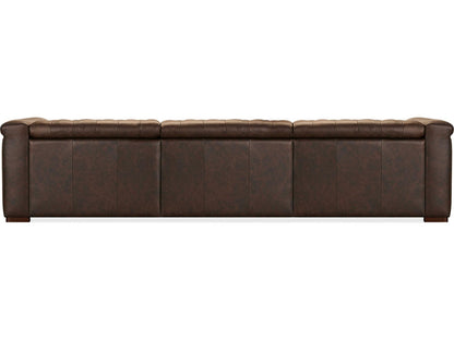 Savion Deux 3-Seat Power Reclining Sofa in West Saddlewood Top Grain Leather