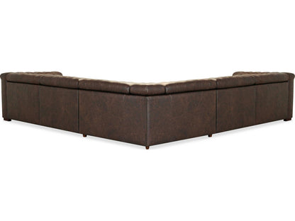 Savion Deux 5-Seat Power Reclining Leather Sectional in West Saddlewood Brown