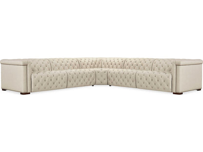 Savion Deux 5-Piece Power Reclining Sectional in Aries Beach Fabric