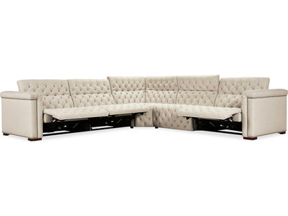 Savion Deux 5-Piece Power Reclining Sectional in Aries Beach Fabric