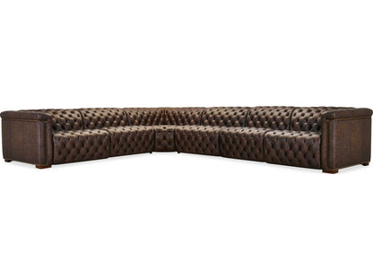 Savion Deux 6-Seat Power Reclining Sectional Sofa in West Saddlewood Leather