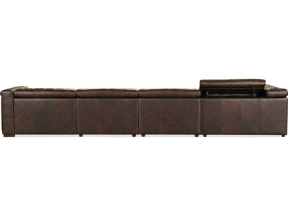 Savion Deux 6-Seat Power Reclining Leather Sectional in West Saddlewood Brown