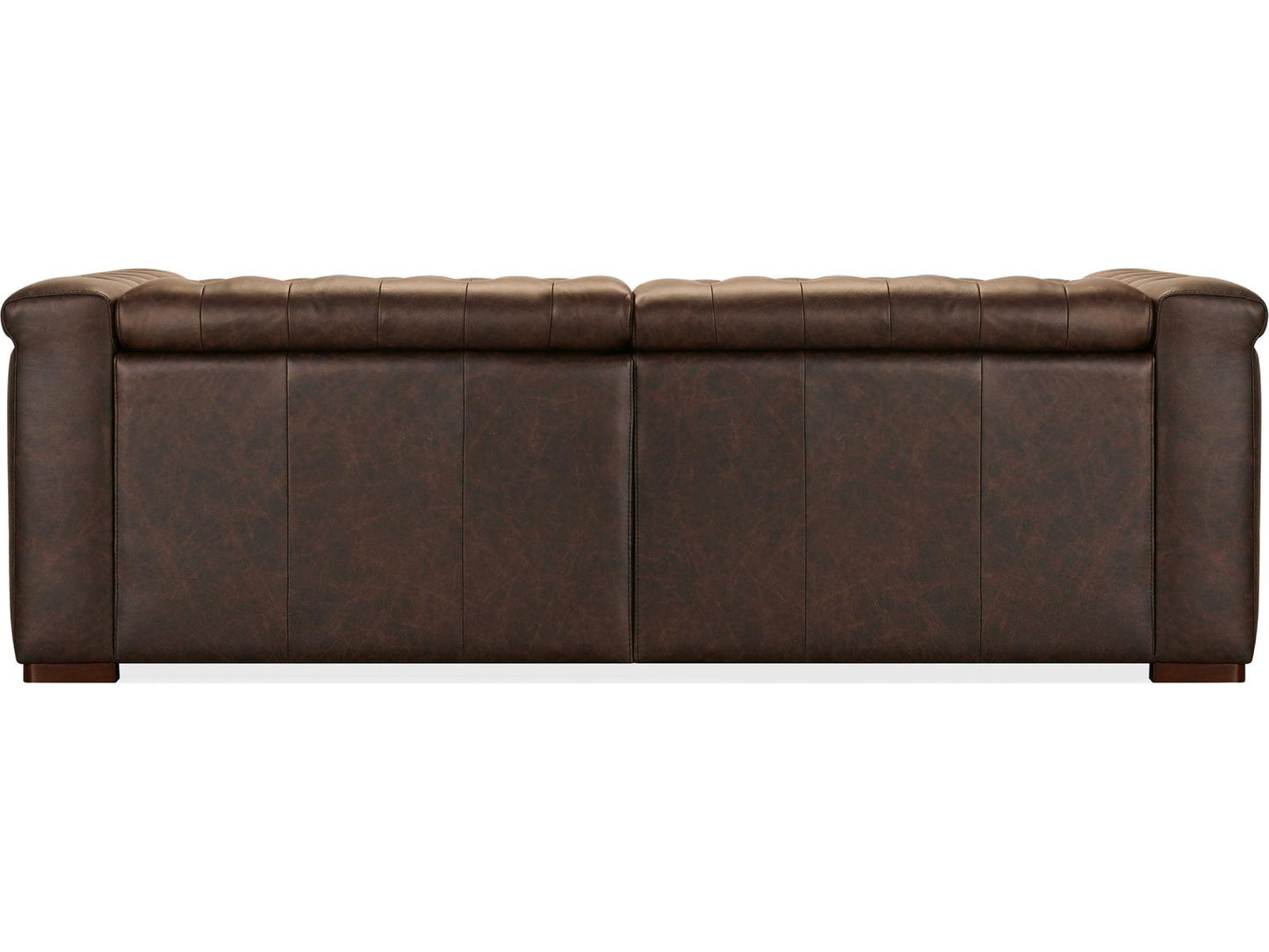 Savion Deux Power Reclining Leather Sofa with Power Headrests in West Saddlewood
