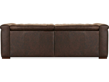 Savion Deux Power Reclining Leather Sofa with Power Headrests in West Saddlewood