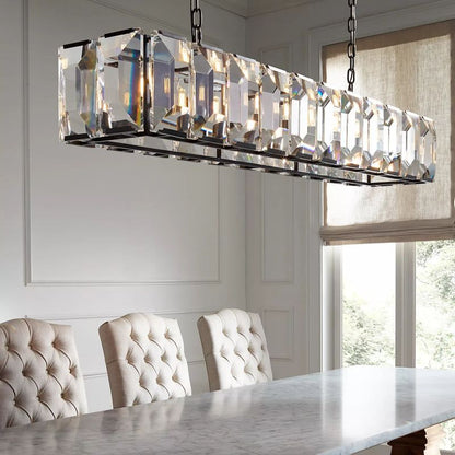 Harson Crystal Rectangular Chandelier 74"