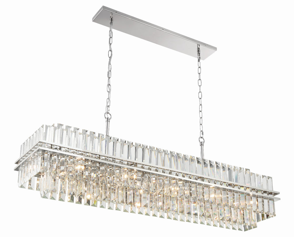 Hayer Rectangular Crystal 16 Light Chandelier