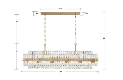 Hayer Rectangular Crystal 16 Light Chandelier