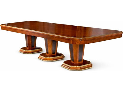 E38 Rectangular 118-Inch Wood Dining Table with Double Pedestal Base