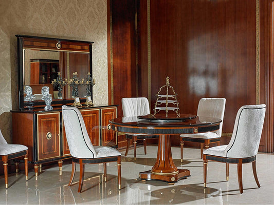 E-68 Round Wood Dining Table with Pedestal Base