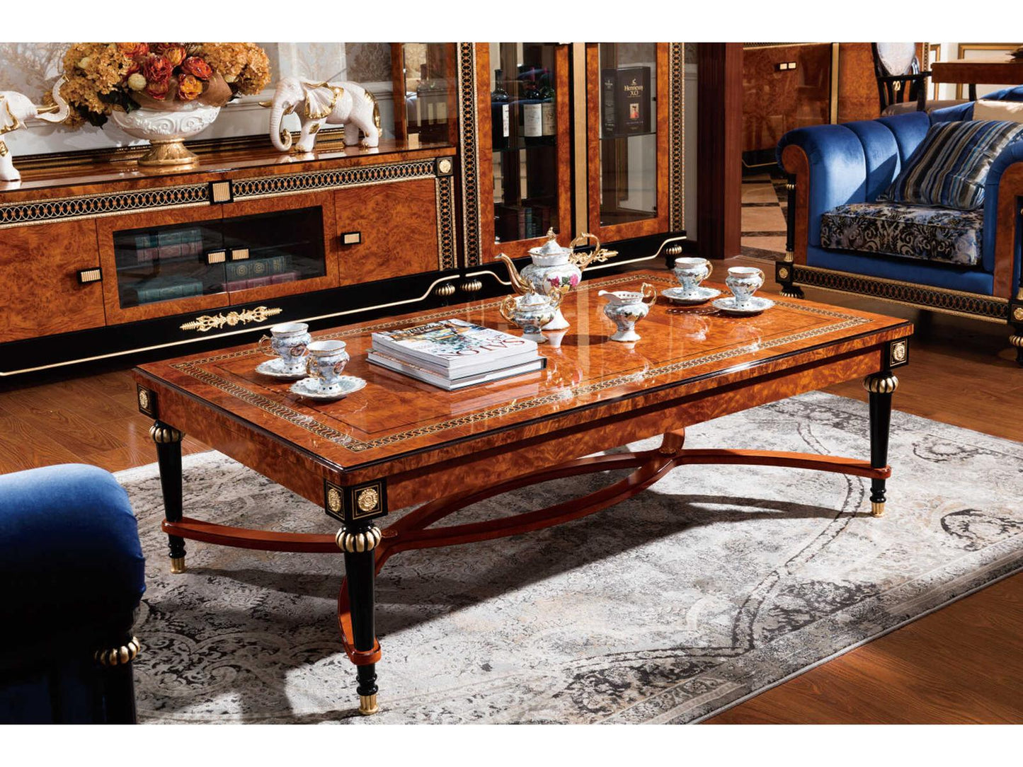 E-69 Rectangular Wood Coffee Table in Traditional Style