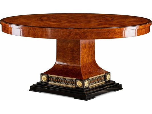 E-69 Round Wood Dining Table with High-Gloss Finish