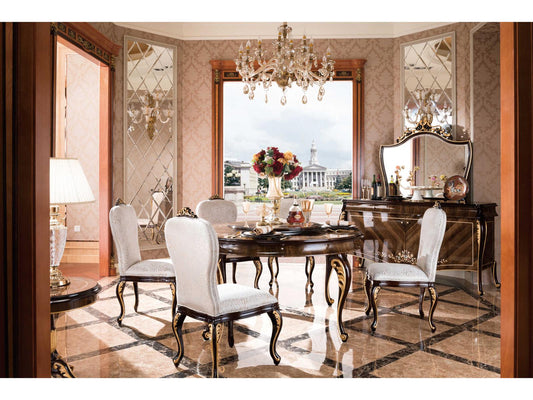 E-70 Round Wood Dining Table with Walnut Design