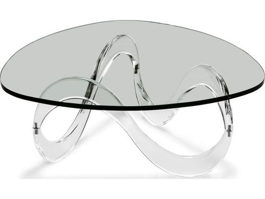 Westin Wave Square Coffee Table in Clear Acrylic and Glass