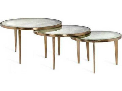 Jan Round Reactive Glass 3-Piece Nesting Coffee Table Set
