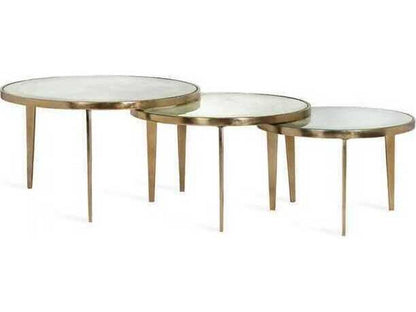 Jan Round Reactive Glass 3-Piece Nesting Coffee Table Set